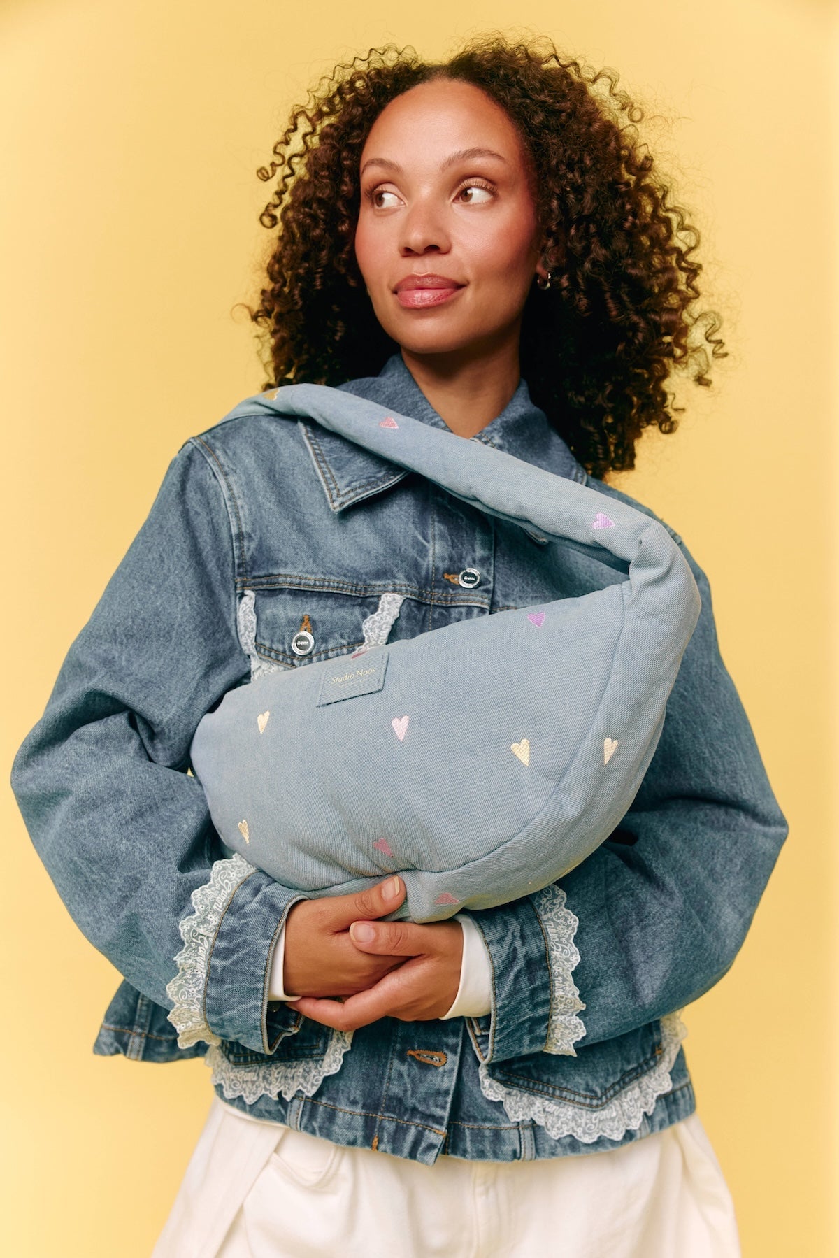 Mini crossbody taška STUDIO NOOS Light Blue Hearts Denim | Lavly.cz