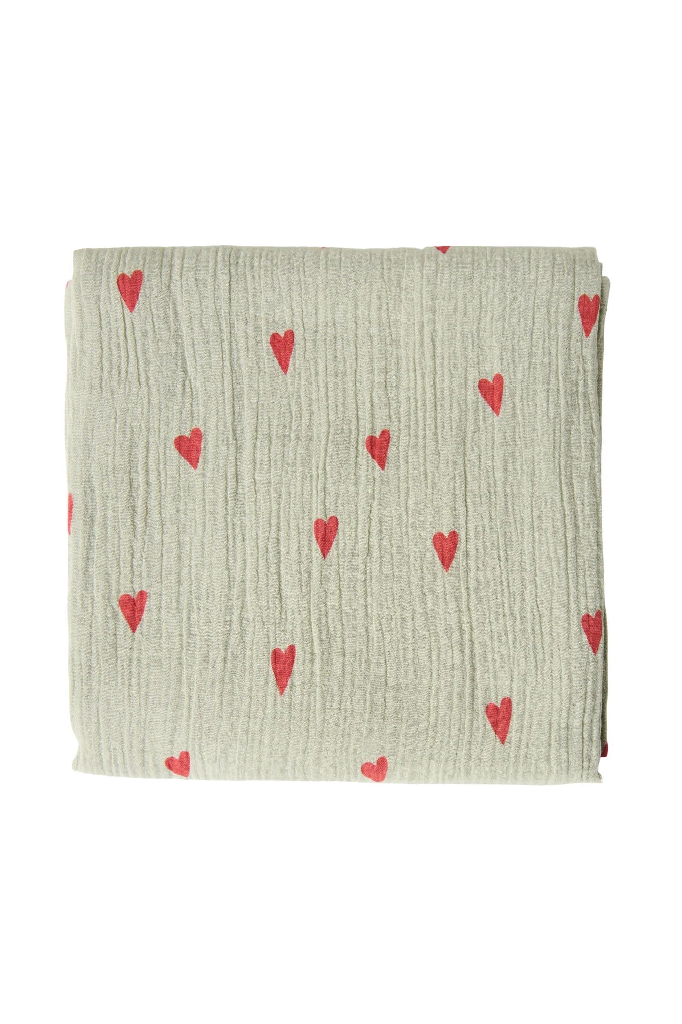 Mušelínová plena STUDIO NOOS Green Hearts 120 x 120 cm | Lavly.cz