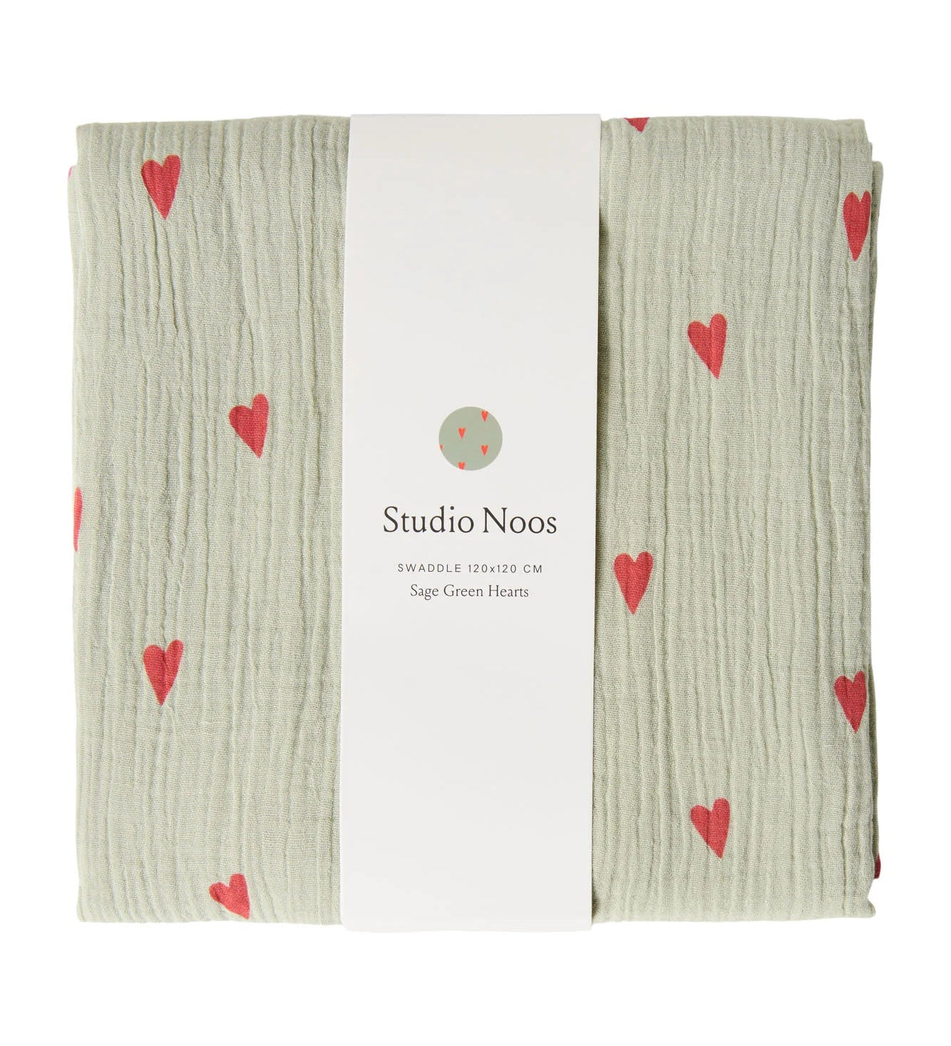 Mušelínová plena STUDIO NOOS Green Hearts 120 x 120 cm | Lavly.cz
