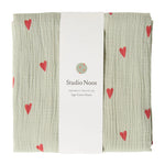 Mušelínová plena STUDIO NOOS Green Hearts 120 x 120 cm | Lavly.cz