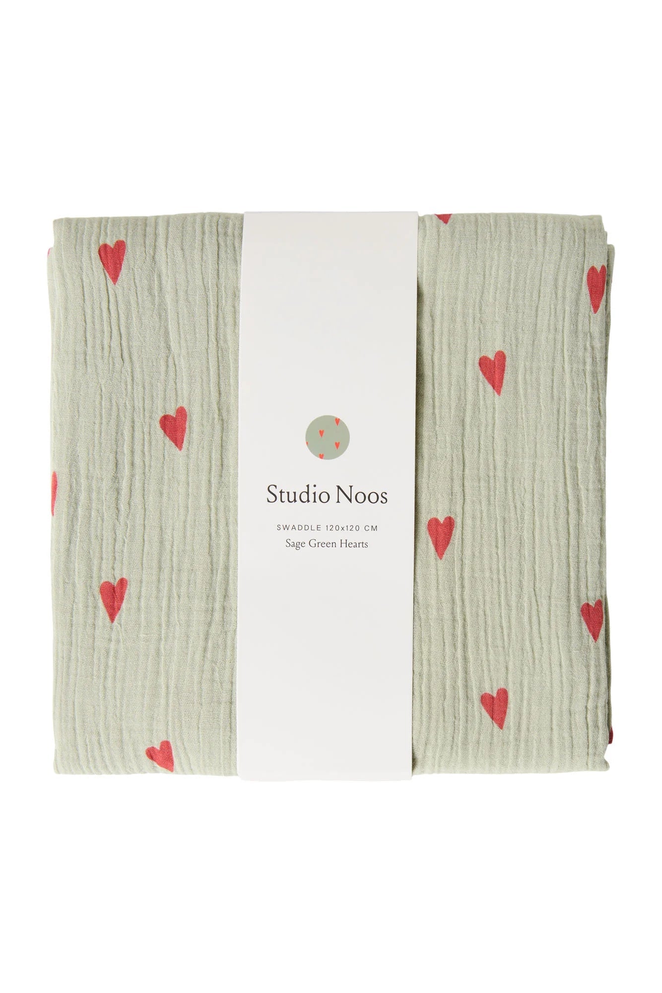 Mušelínová plena STUDIO NOOS Green Hearts 120 x 120 cm | Lavly.cz