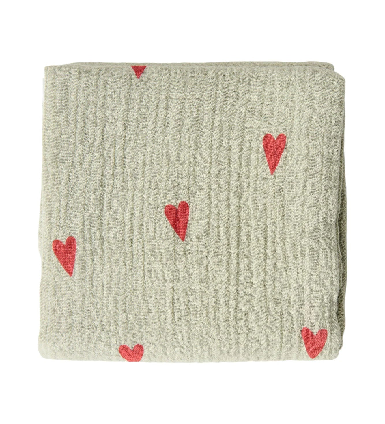 Mušelínová plena STUDIO NOOS Green Hearts 70 x 70 cm | Lavly.cz