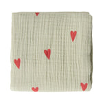 Mušelínová plena STUDIO NOOS Green Hearts 70 x 70 cm | Lavly.cz