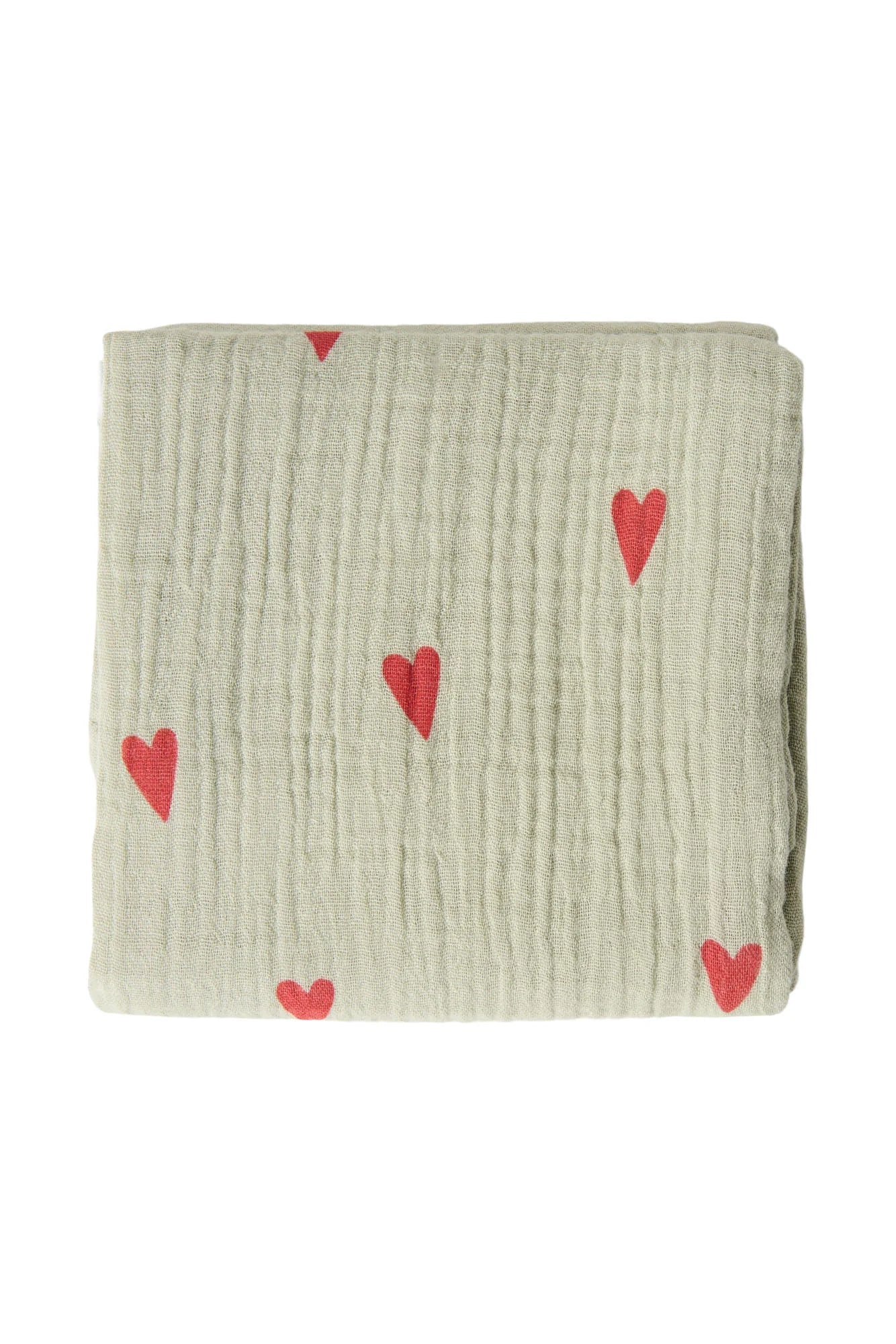 Mušelínová plena STUDIO NOOS Green Hearts 70 x 70 cm | Lavly.cz