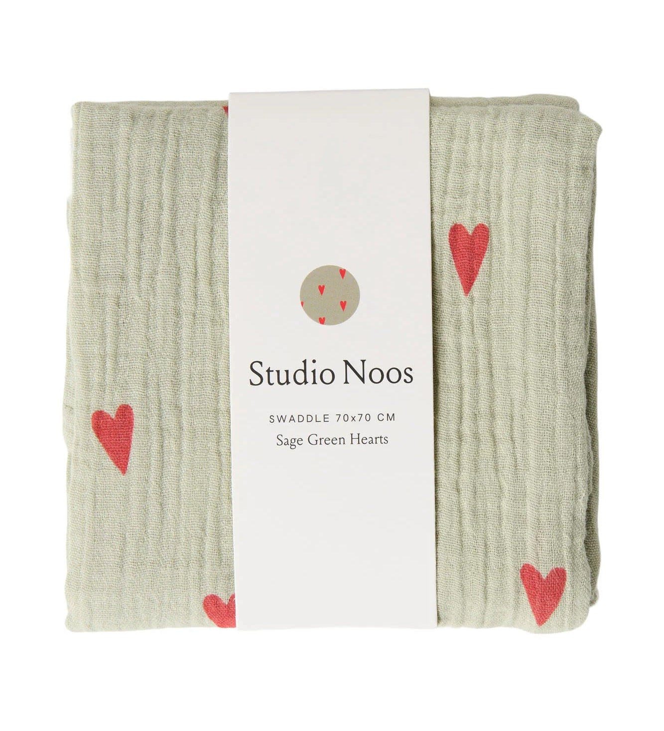 Mušelínová plena STUDIO NOOS Green Hearts 70 x 70 cm | Lavly.cz