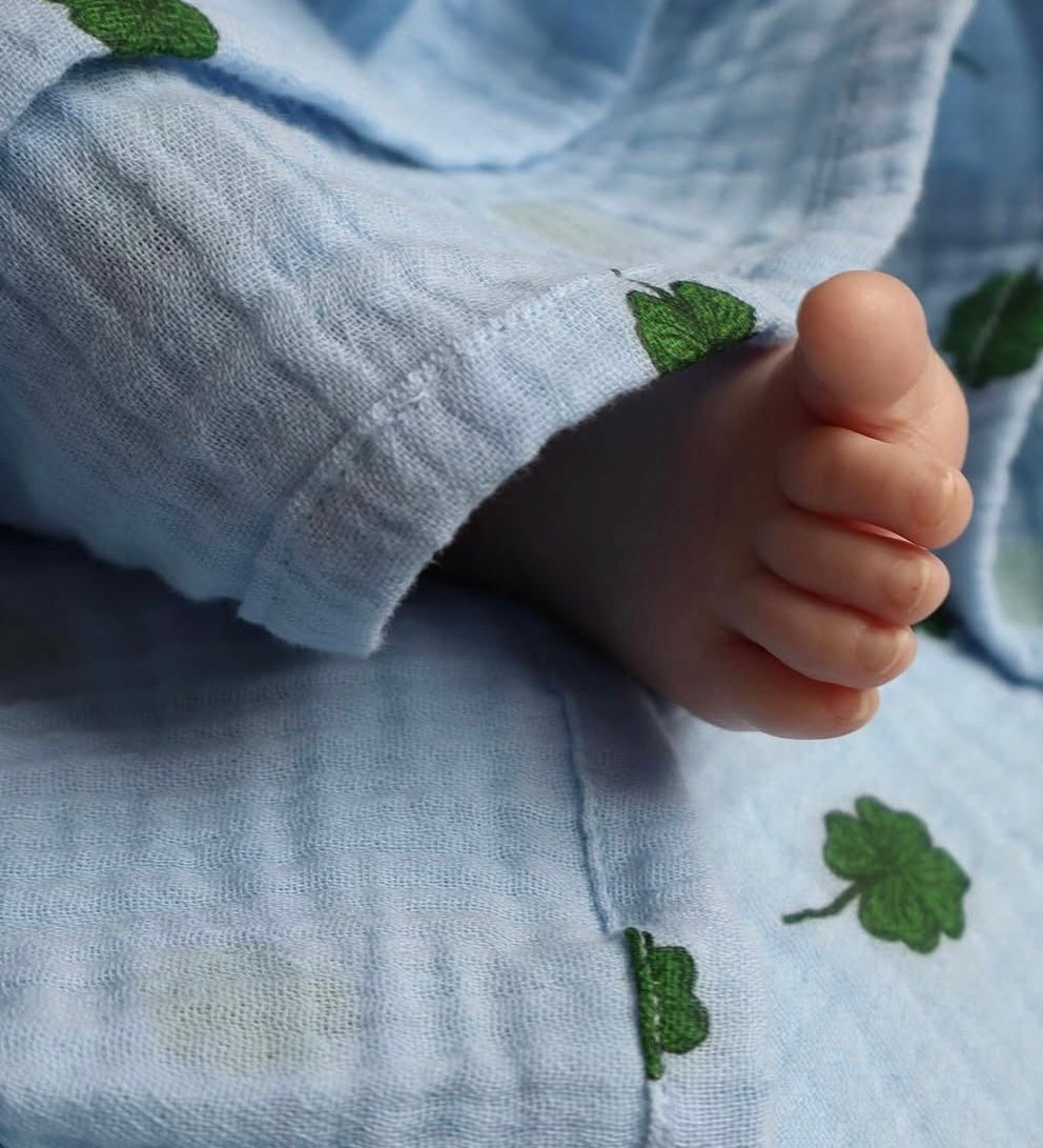 Mušelínová plena STUDIO NOOS Light Blue Clover | Stylové doplňky pro děti a ženy | Lavly.cz