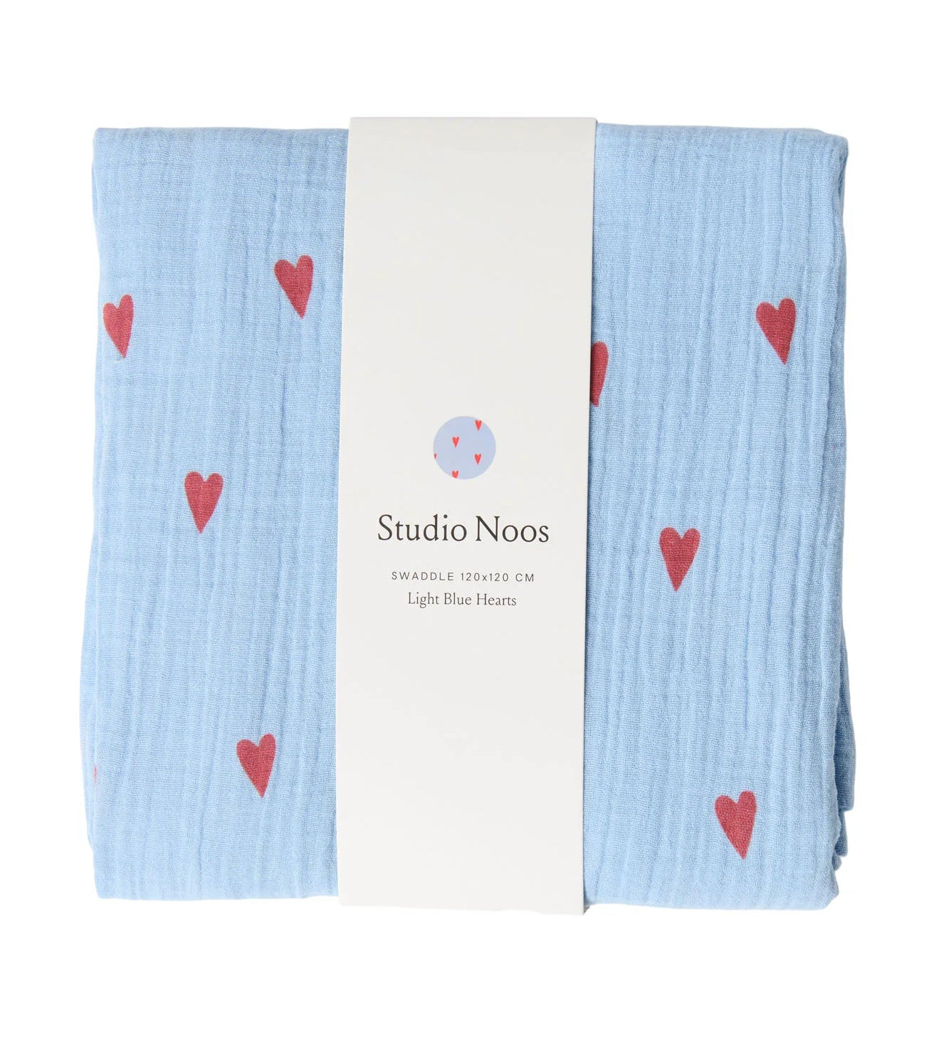 Mušelínová plena STUDIO NOOS Light Blue Hearts 120 x 120 cm | Lavly.cz
