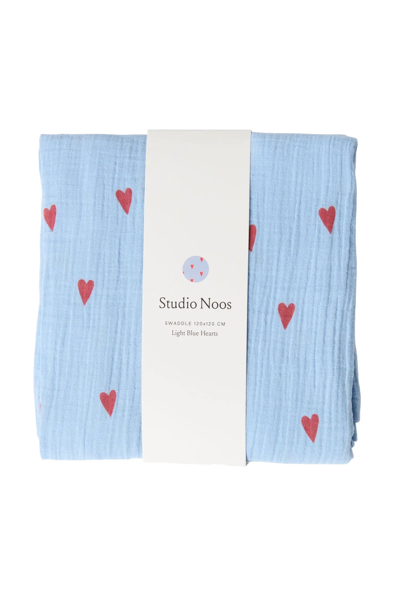 Mušelínová plena STUDIO NOOS Light Blue Hearts 120 x 120 cm | Lavly.cz