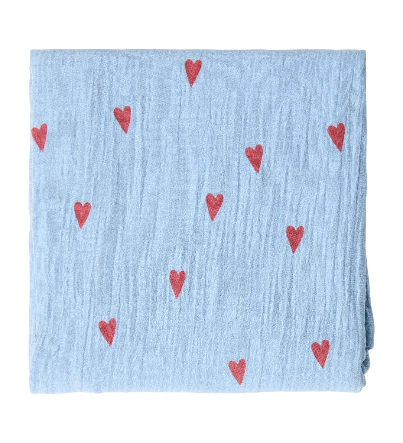 Mušelínová plena STUDIO NOOS Light Blue Hearts 120 x 120 cm | Lavly.cz