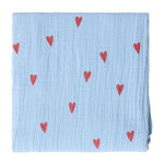 Mušelínová plena STUDIO NOOS Light Blue Hearts 120 x 120 cm | Lavly.cz