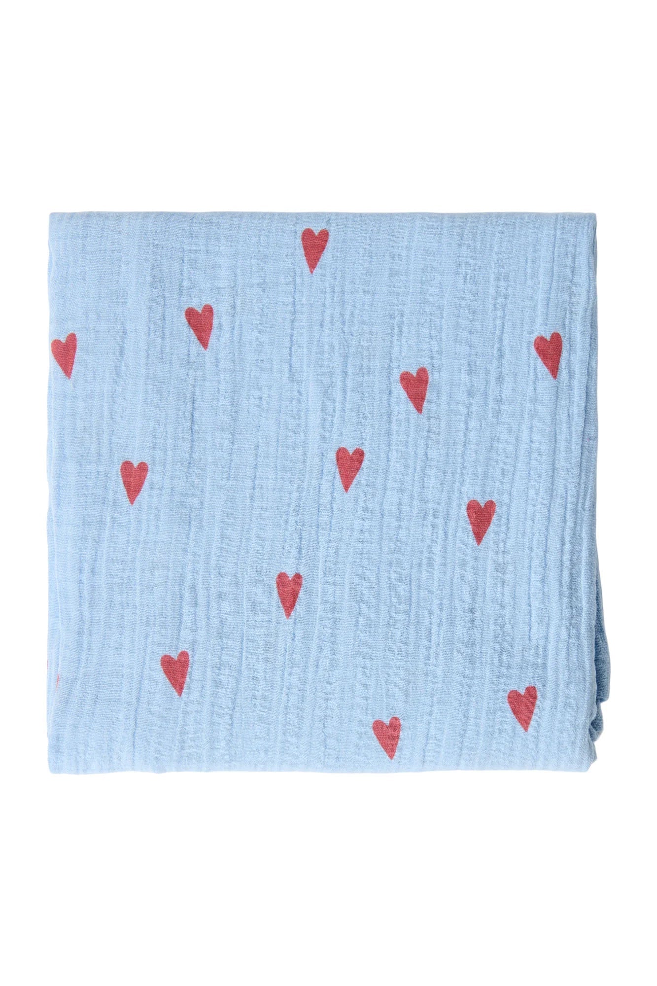 Mušelínová plena STUDIO NOOS Light Blue Hearts 120 x 120 cm | Lavly.cz