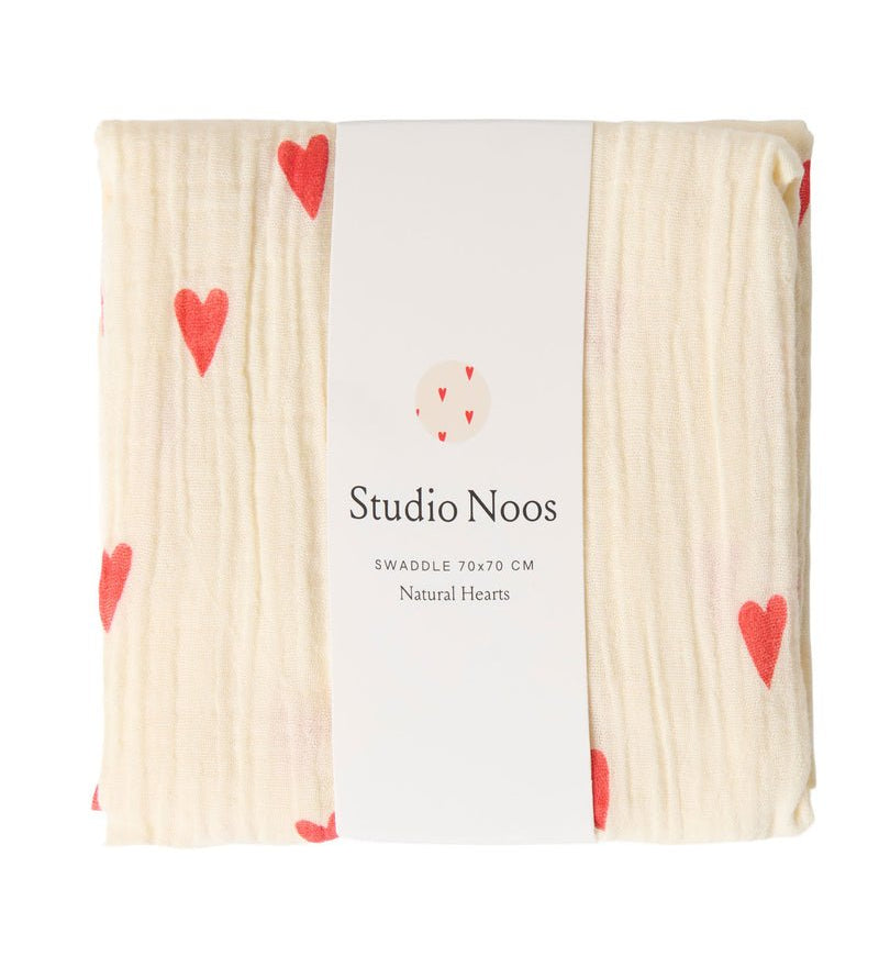 Mušelínová plena STUDIO NOOS Neutral Hearts | Stylové doplňky pro děti a ženy | Lavly.cz