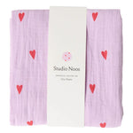 Mušelínová plena STUDIO NOOS Purple Hearts 120 x 120 cm | Lavly.cz
