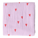Mušelínová plena STUDIO NOOS Purple Hearts 120 x 120 cm | Lavly.cz