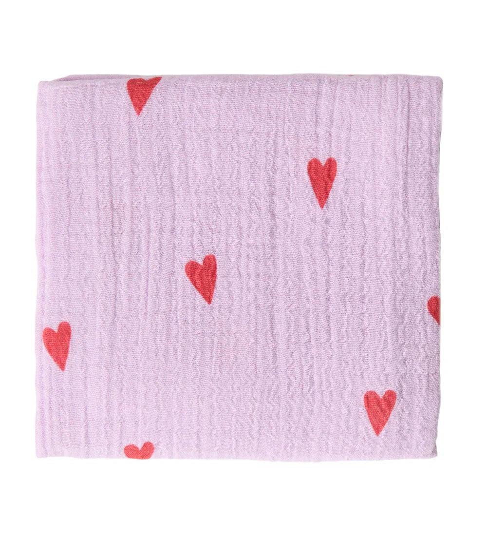 Mušelínová plena STUDIO NOOS Purple Hearts | Lavly.cz