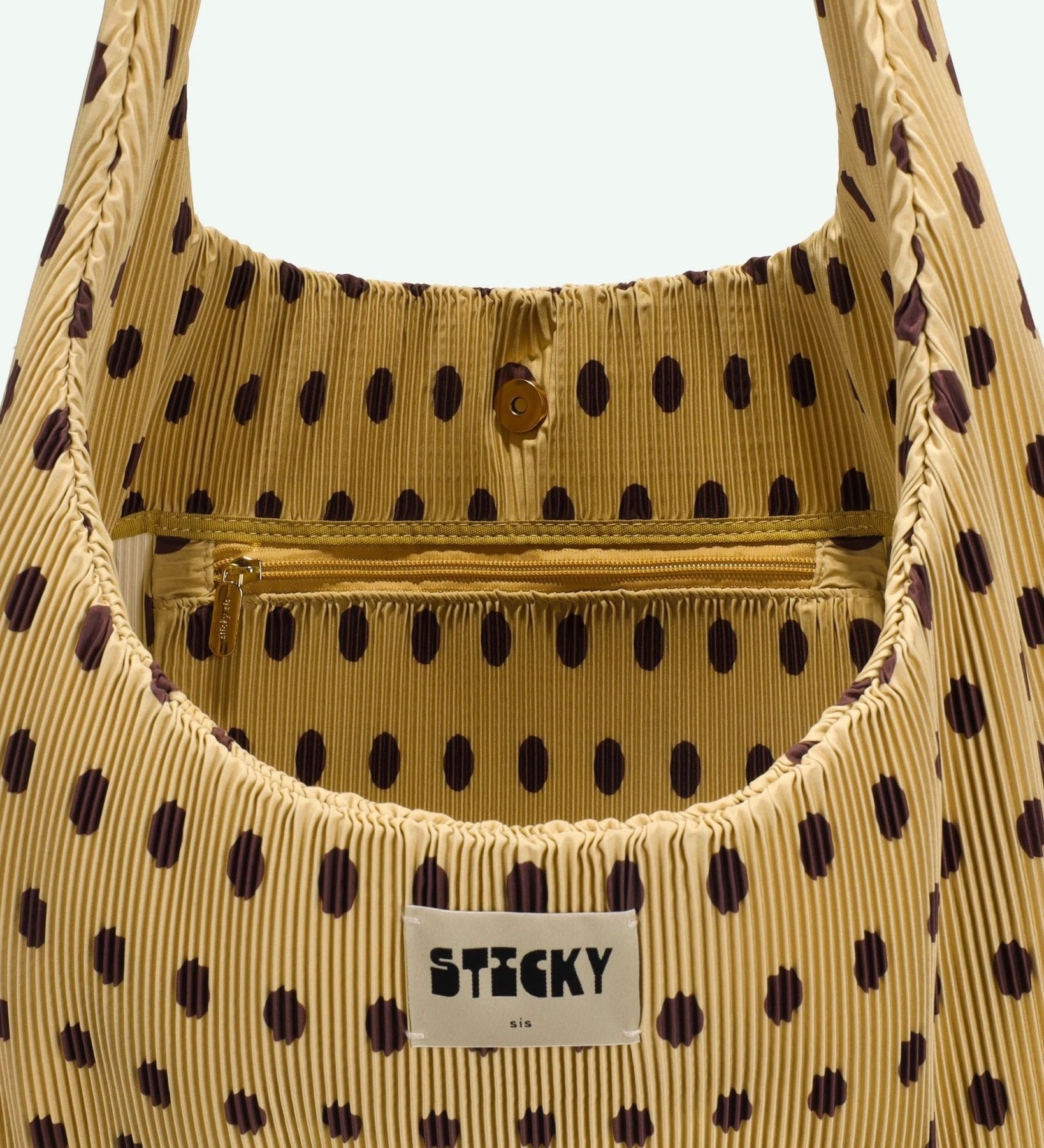 Plisovaná taška THE STICKY SIS CLUB Dots Hay + Chocolate | Lavly.cz
