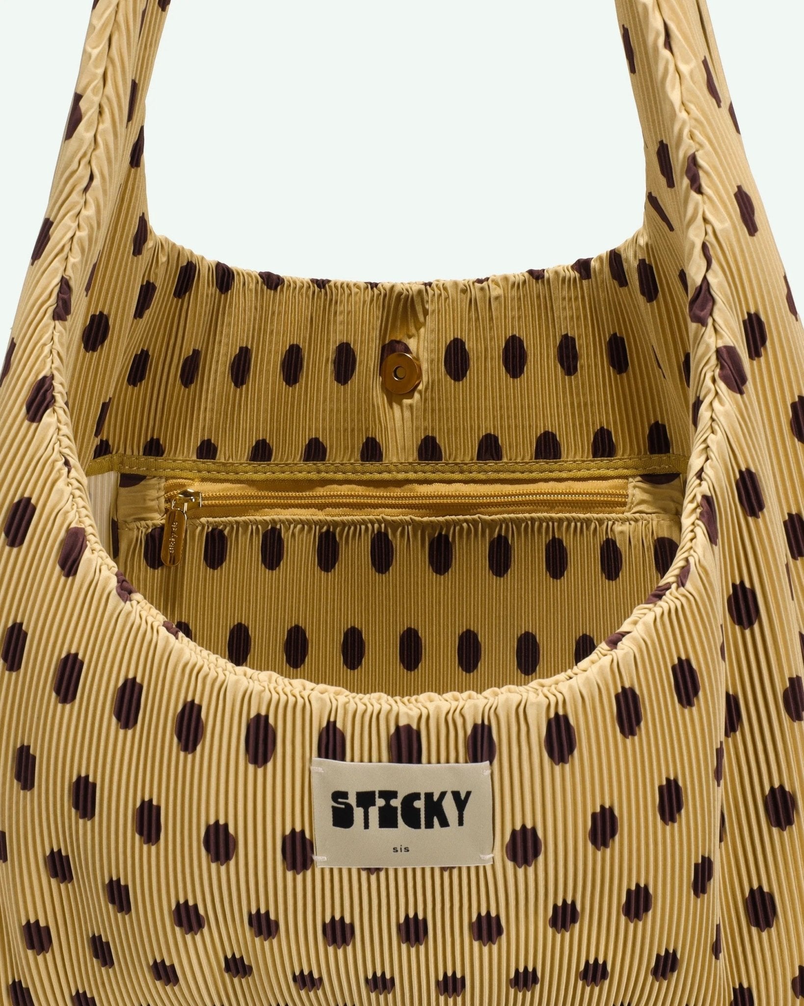 Plisovaná taška THE STICKY SIS CLUB Dots Hay + Chocolate | Lavly.cz