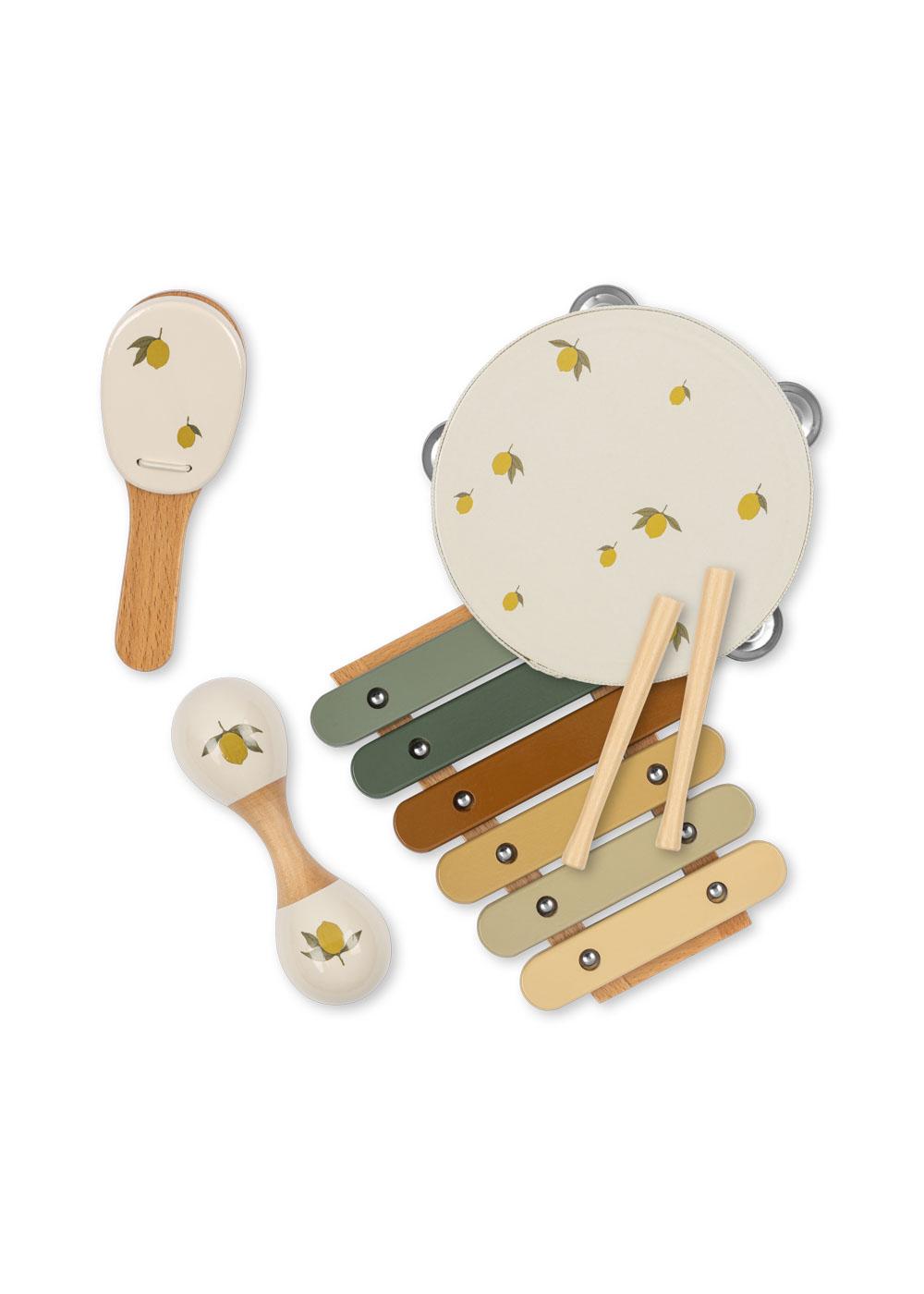 Set čtyř hudebních nástrojů KONGES SLOJD Lemon Glossy | Stylové doplňky pro děti a ženy | Lavly.cz