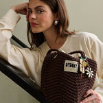 Taška THE STICKY SIS CLUB Crochet Bag Chocolate | Lavly.cz
