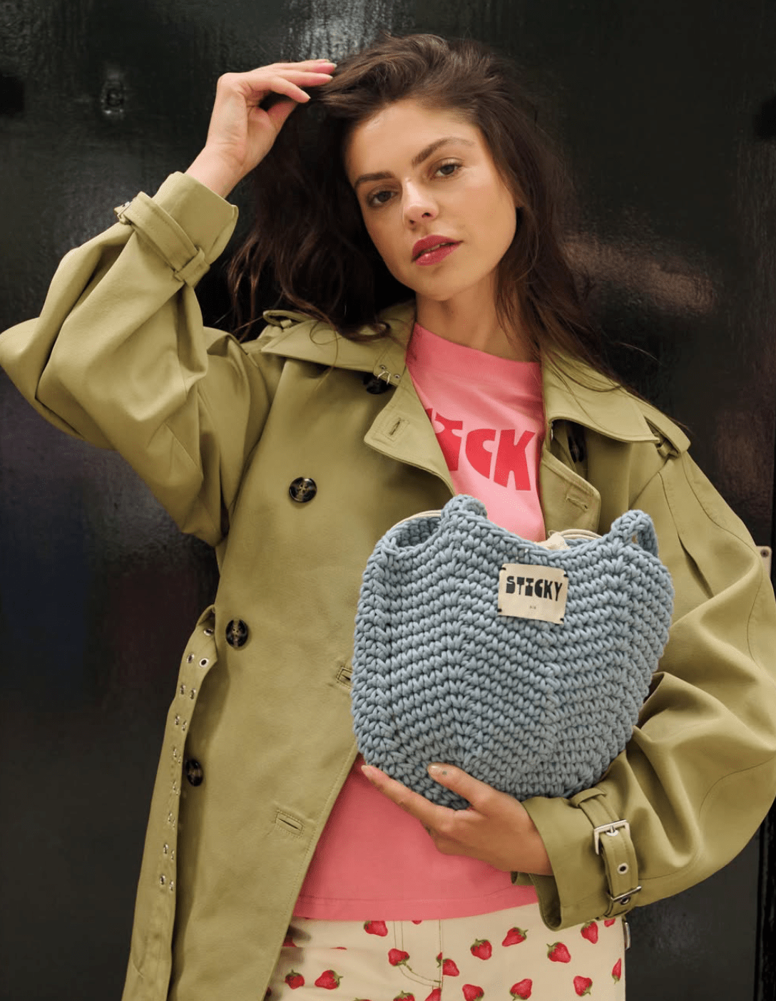 Taška THE STICKY SIS CLUB Crochet Bag Sky | Lavly.cz