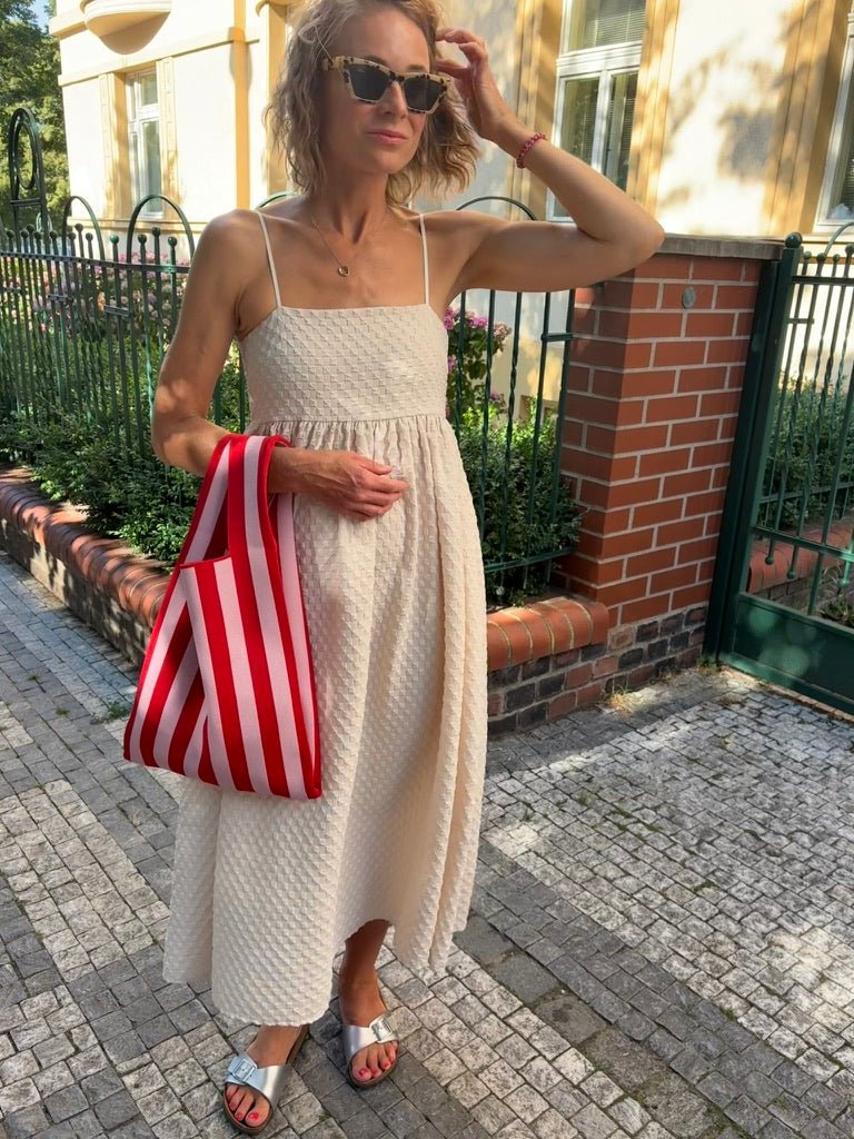 Taška THE STICKY SIS CLUB Knitted Stripes Cerise + Ballet | Lavly.cz