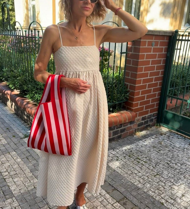 Taška THE STICKY SIS CLUB Knitted Stripes Cerise + Ballet | Lavly.cz