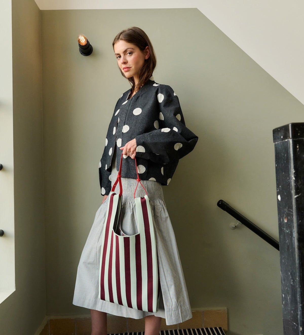 Taška THE STICKY SIS CLUB Knitted Stripes Mist + Fig | Lavly.cz