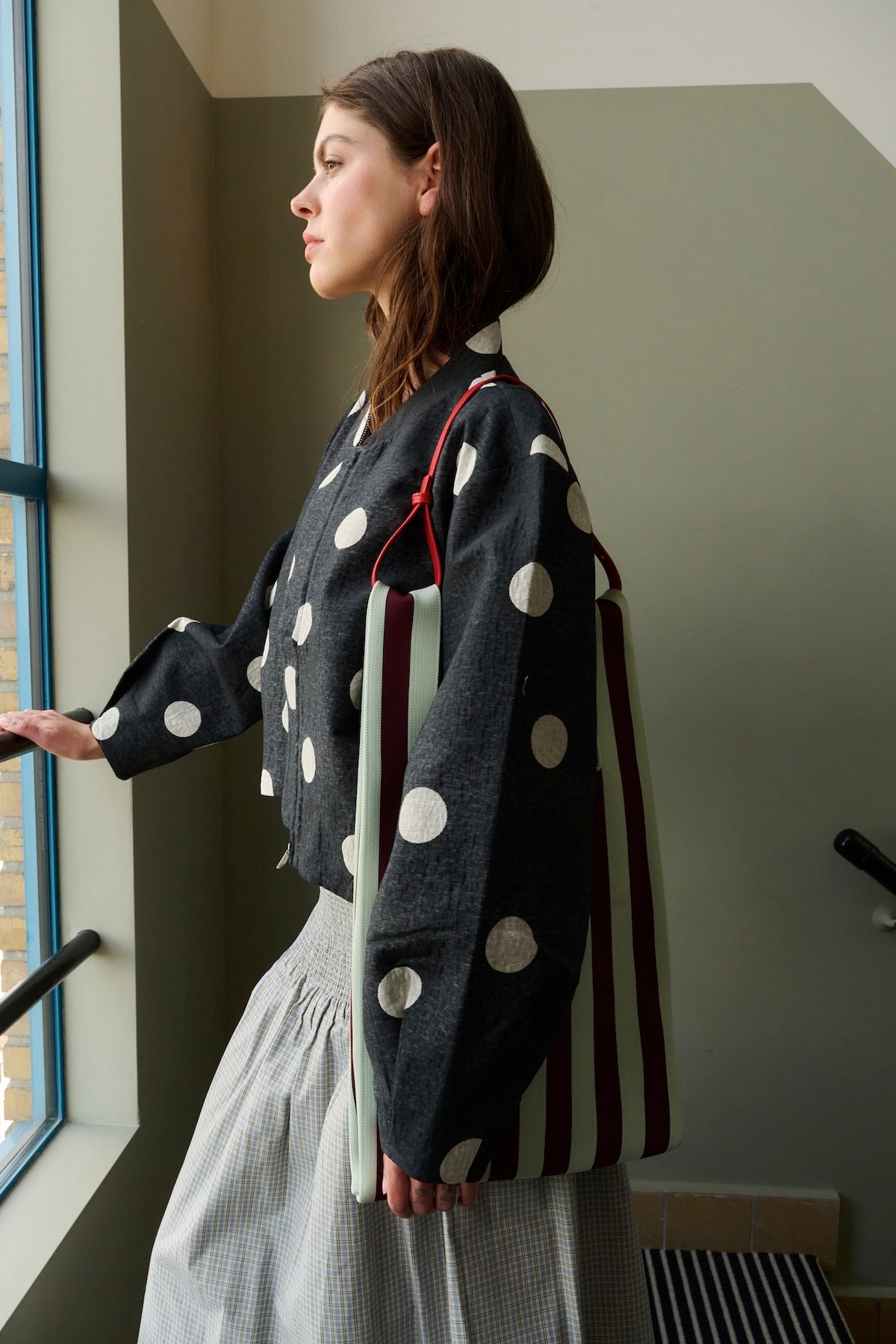 Taška THE STICKY SIS CLUB Knitted Stripes Mist + Fig | Lavly.cz