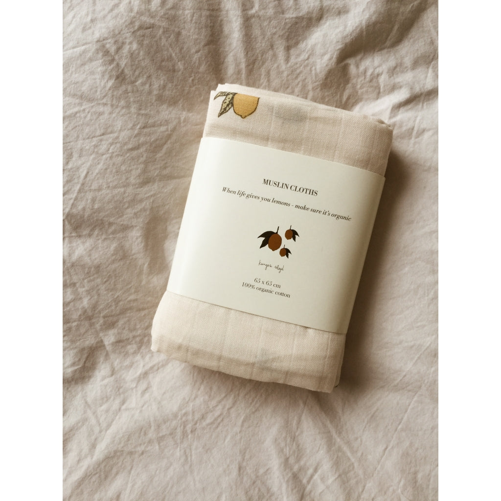 Set tří mušelínových plen / swaddlerů Konges Slojd - Lemon - Lavly