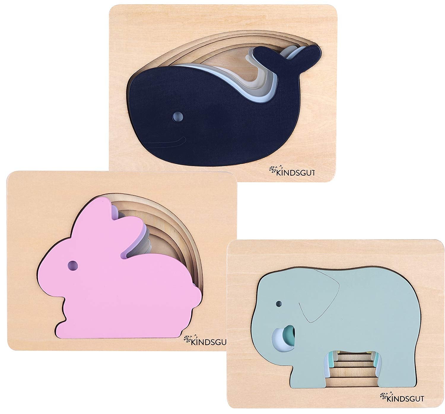 Dřevěné vkládací puzzle KINDSGUT Velryba - Lavly
