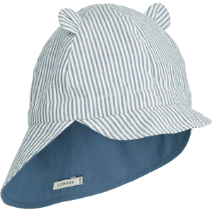 Oboustranný letní klobouk LIEWOOD Gorm Seersucker Proužky Blue Wave / Cream