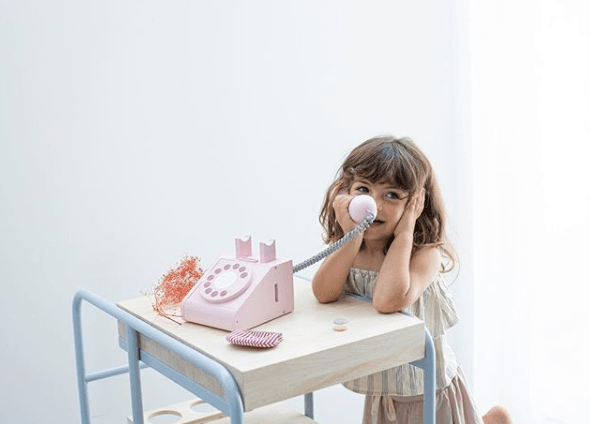 Dřevěný retro - telefon - Růžový | Stylové doplňky pro děti a ženy | Lavly.cz