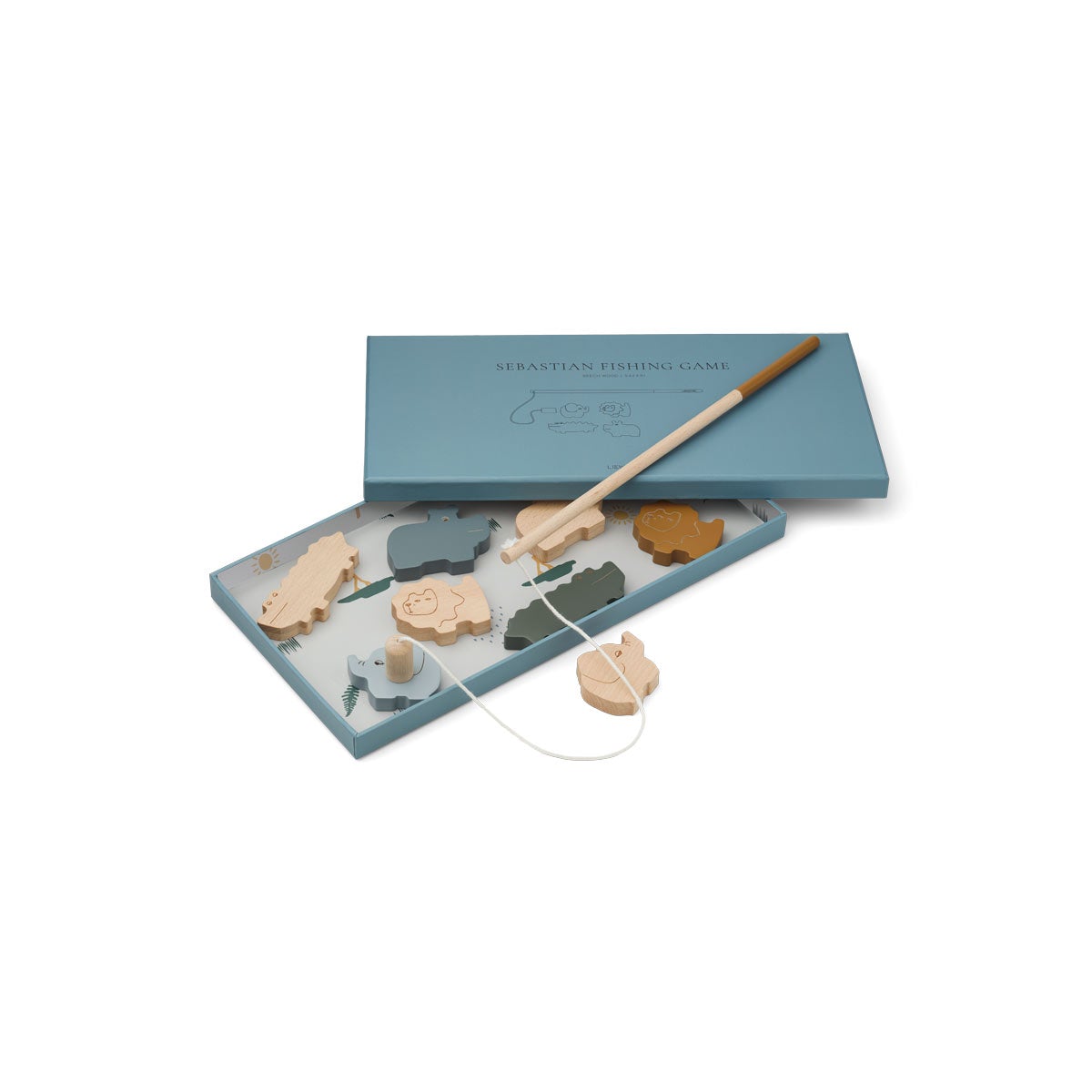 Dřevěný rybářský set na magnet LIEWOOD Sebastian Safari Golden Caramel Multi Mix | Stylové doplňky pro děti a ženy | Lavly.cz