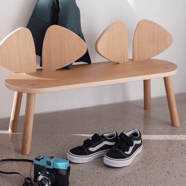 Lavička Nofred Mouse přírodní dub | Stylové doplňky pro děti a ženy | Lavly.cz