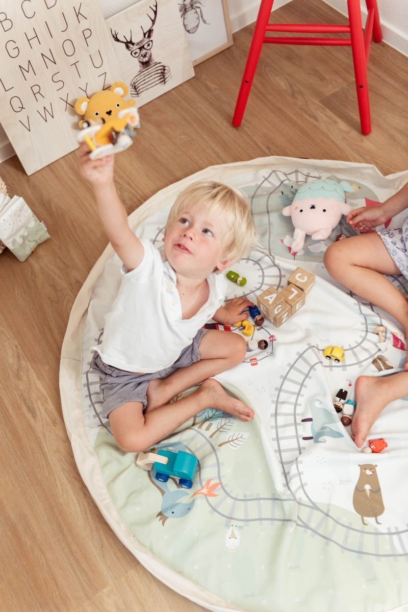 PLAY&GO Vak na hračky - Koleje/medvědi - Lavly