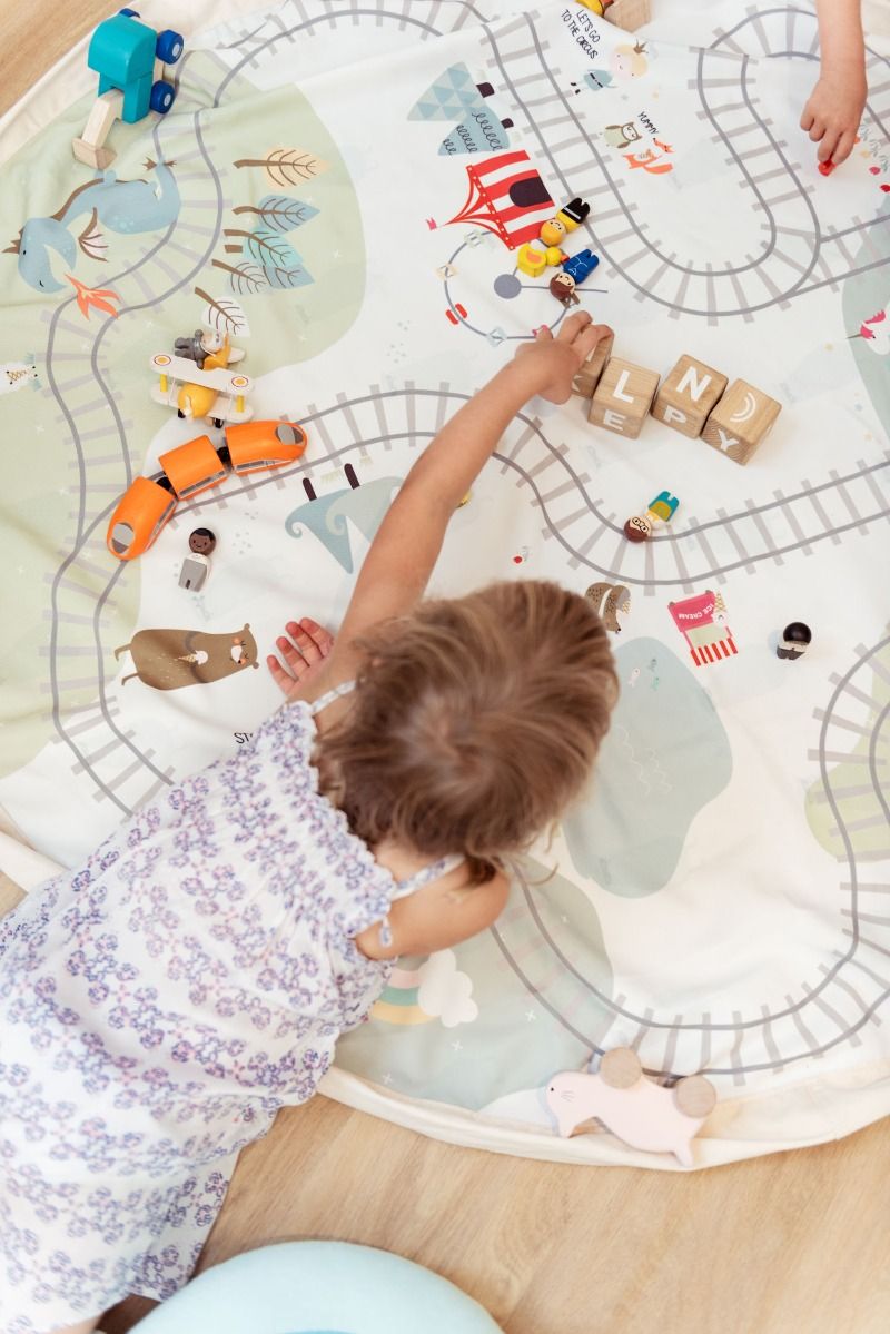 PLAY&GO Vak na hračky - Koleje/medvědi - Lavly